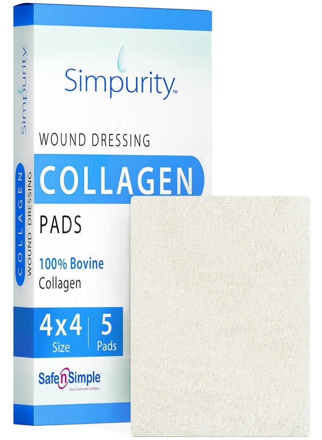 Simpurity Collagen Dressing Pads - 4" x 4" 5 Count Collagen Pads for Wounds - Non-Adherent Collagen Dressing for Wound Care - Safe n' Simple Wound Care Supplies. - Image 1